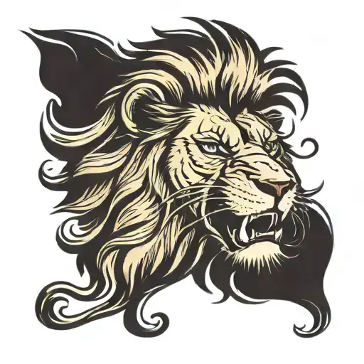 lion roaring with quote written tattoo design idea