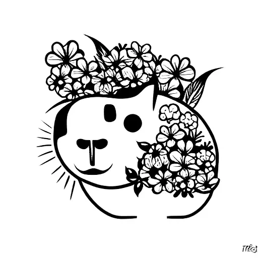 guinea pig with flowers on its back tattoo design idea