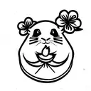 guinea pig with a flower on its front paw tattoo design idea