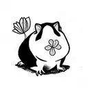 guinea pig with a flower on its front paw tattoo design idea