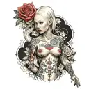 albino girl with tattooed torso tattoo design idea