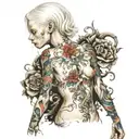 albino girl with tattooed torso tattoo design idea