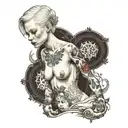 albino girl with tattooed torso tattoo design idea