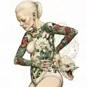 albino girl with tattooed torso tattoo design idea