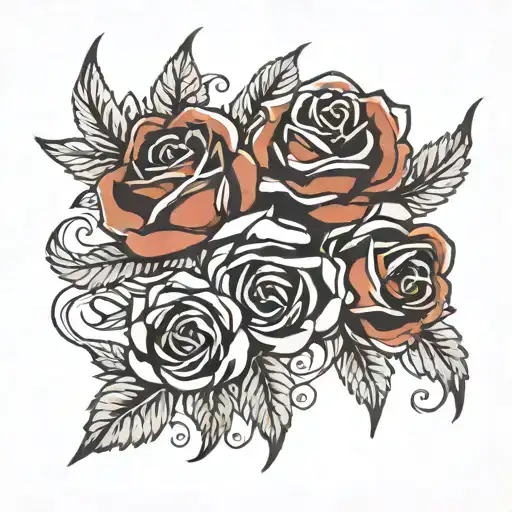 angel fire roses tattoo design idea