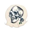 skull with Text "always poor never bored" tattoo design idea