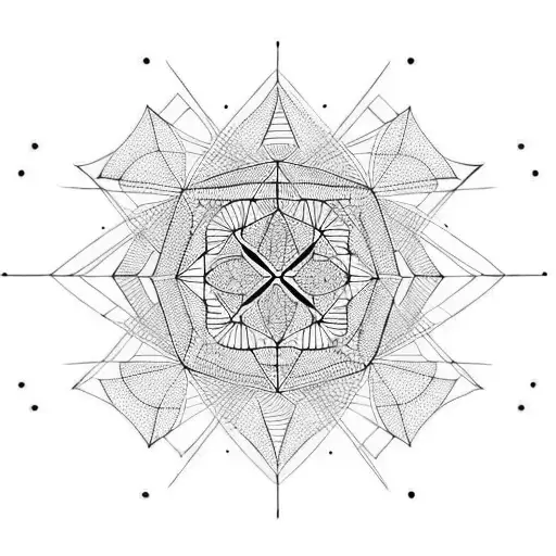 Geometric Mandala Only straight Lines tattoo design idea