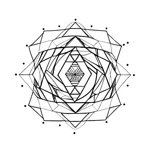 Geometric Mandala Only straight Lines tattoo design idea