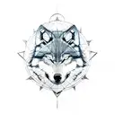half wolf half compass  tattoo design idea