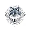 half wolf half compass  tattoo design idea