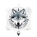 half wolf half compass  tattoo design idea