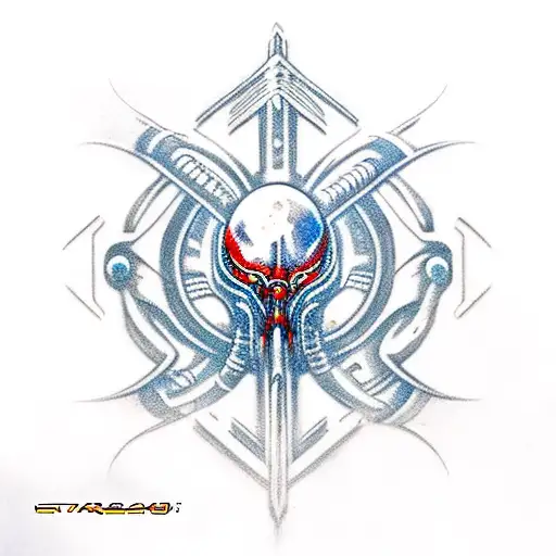 Starcraft 2 Terraner logo in Cyborg tattoo design idea