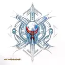 Starcraft 2 Terraner logo in Cyborg tattoo design idea