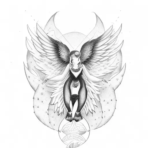 angel and devil girl tattoo design idea
