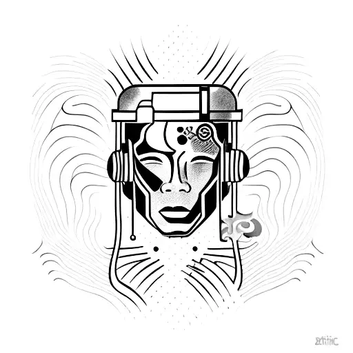 A minimalist tattoo of a muay thai fighter surrounded by sound waves tattoo design idea