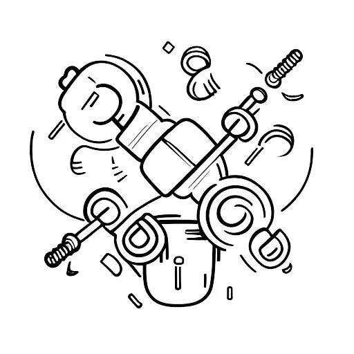 A minimalist tattoo of a fitness dumbbell with musical symbols as weights tattoo design idea