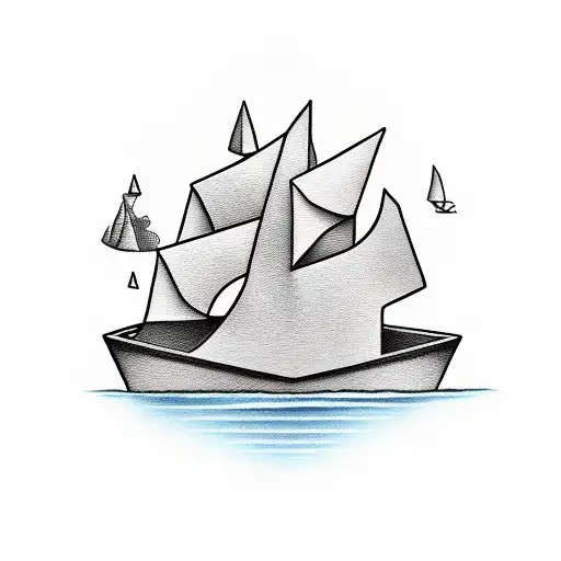 paper boat tattoo design idea