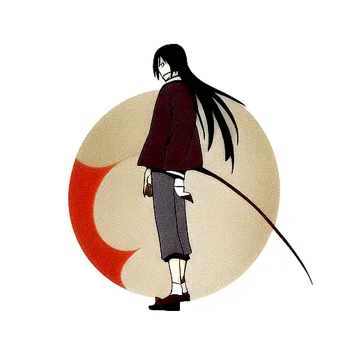 itachi infront of moon tattoo design idea