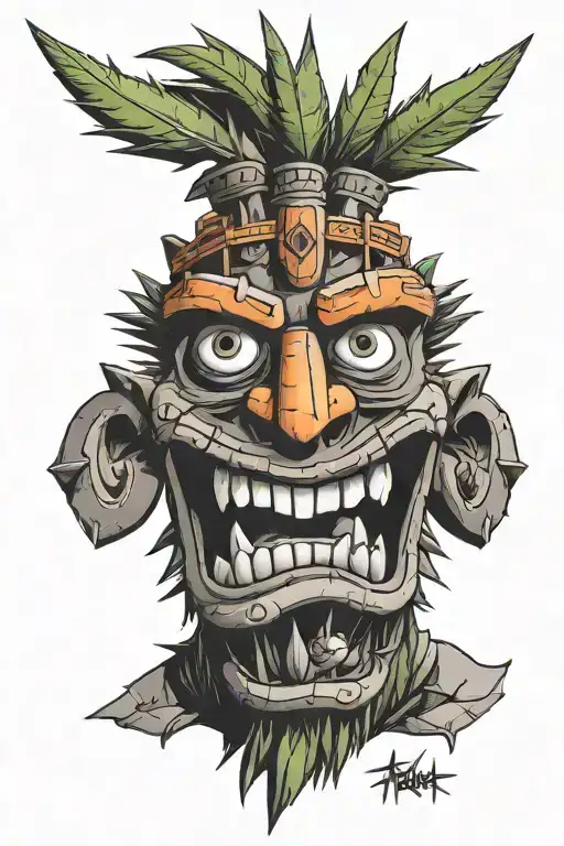 aku aku from crash bandicoot tattoo design idea