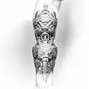 biomech bionic arm sleeve  tattoo design idea