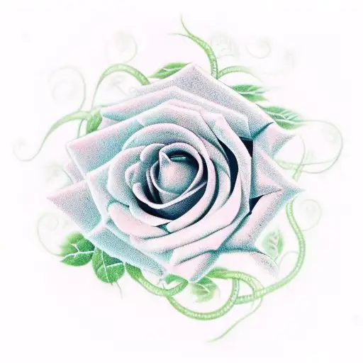 rectangle with vines crossing around the rectangle. and 5 roses on the vines and 3 other flowers on the rectangle tattoo design idea