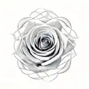 rectangle with vines crossing around the rectangle. and 5 roses on the vines and 3 other flowers on the rectangle tattoo design idea