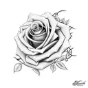 rectangle with vines crossing around the rectangle. and 5 roses on the vines and 3 other flowers on the rectangle tattoo design idea