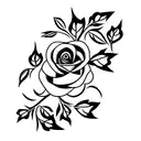 rectangle with vines crossing around the rectangle. and 5 roses on the vines and 3 other flowers on the rectangle tattoo design idea