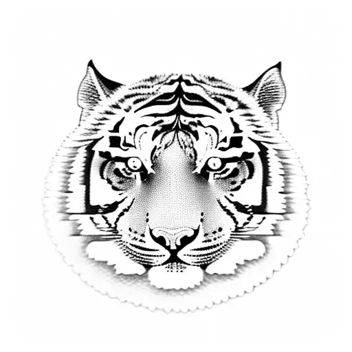 half tiger half canine, moon , vasudev kutumbkam tattoo design idea