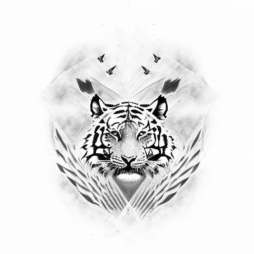 Tiger Flying on Eagle tattoo design idea