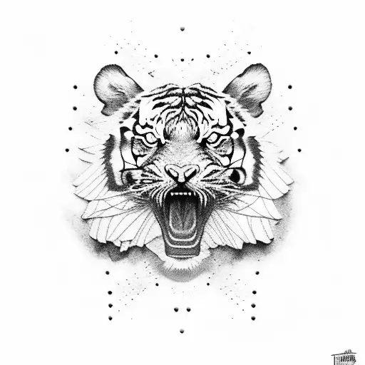 Tiger Flying on Eagle tattoo design idea
