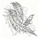 feather and birds tattoo design idea