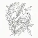 feather and birds tattoo design idea