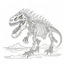 A sketch-style silhouette of a dinosaur skeleton tattoo design idea