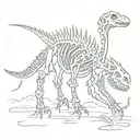 A sketch-style silhouette of a dinosaur skeleton tattoo design idea
