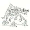 A sketch-style silhouette of a dinosaur skeleton tattoo design idea
