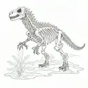 A sketch-style silhouette of a dinosaur skeleton tattoo design idea