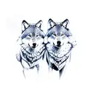 two wolves tattoo design idea