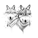 two wolves tattoo design idea