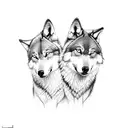 two wolves tattoo design idea
