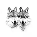 two wolves tattoo design idea