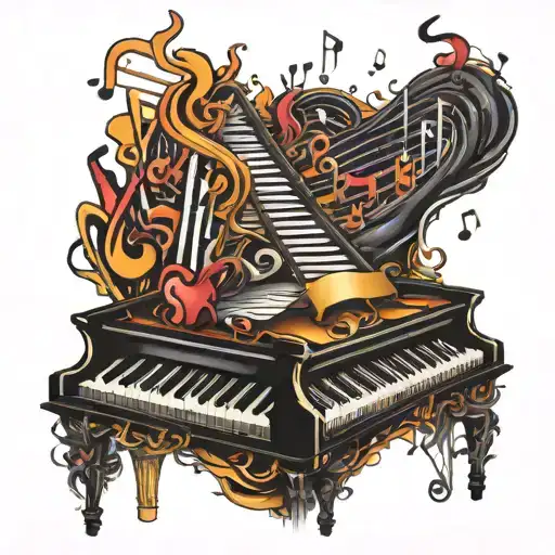 Heartbeat Pianokeys Broken Musical Note Sheets tattoo design idea