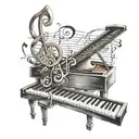 Heartbeat Pianokeys Broken Musical Note Sheets tattoo design idea