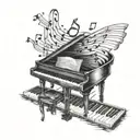 Heartbeat Pianokeys Broken Musical Note Sheets tattoo design idea