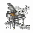 Heartbeat Pianokeys Broken Musical Note Sheets tattoo design idea