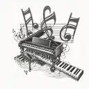 Heartbeat Pianokeys Broken Musical Note Sheets tattoo design idea