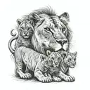 lioness protecting her 4  cubs tattoo design idea