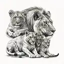 lioness protecting her 4  cubs tattoo design idea