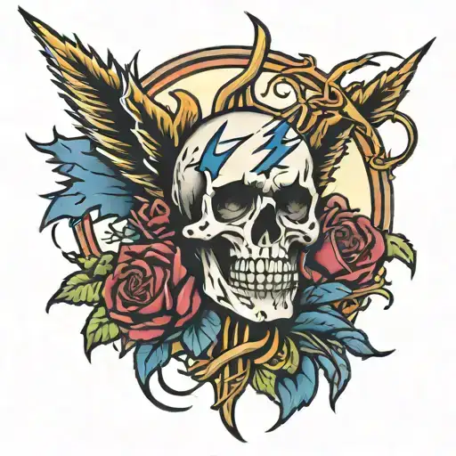 grateful dead lightning bolt tattoo design idea