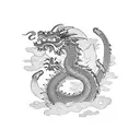 dragon, shrine on a mountain  tattoo design idea